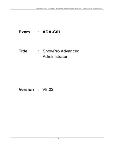 ADA-C01 Prüfungsinformationen
