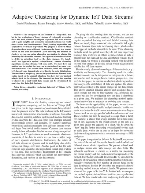Adaptive Clustering for Dynamic IoT Data Streams - IEEE Xplore - coolestguyplanet.net