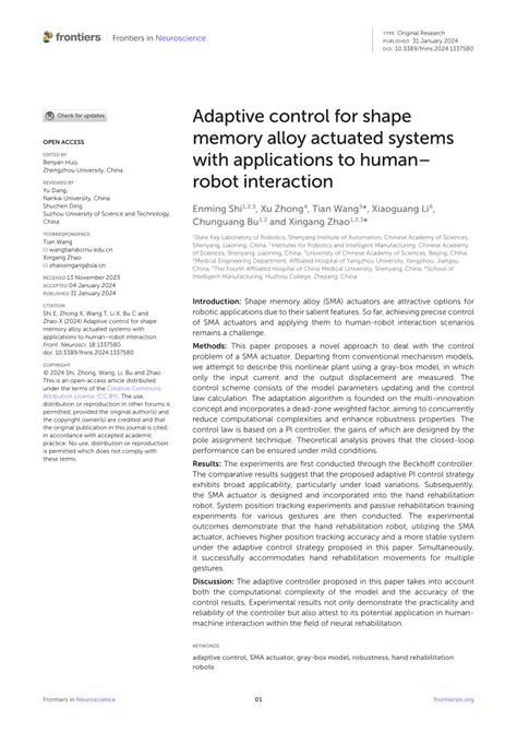 Adaptive control for shape memory alloy actuated systems with ... - wintechmobiles.com