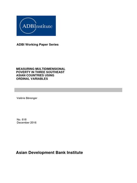 ADBI Working Paper Series - Asian Development Bank