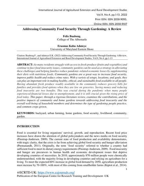 Addressing Community Food Security Through Gardening: A Review - raincitystudios.com
