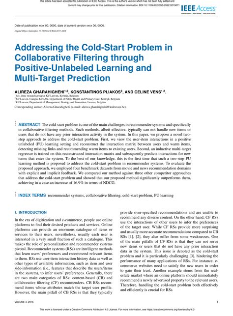 Addressing the Cold-Start Problem in Collaborative Filtering Through ... - coolestguyplanet.net