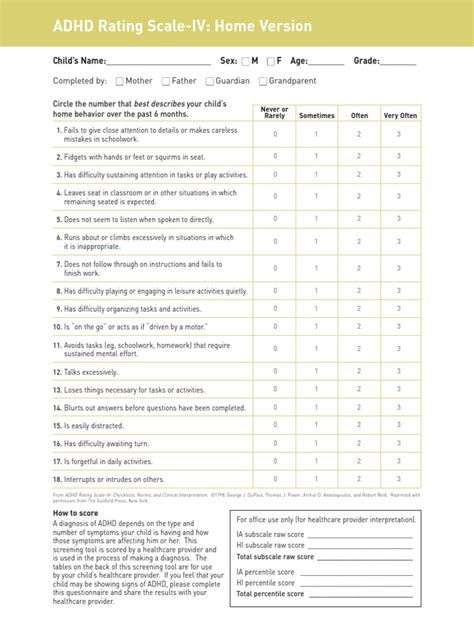 ADHD Rating Scale Attention Deficit Hyperactivity Disorder