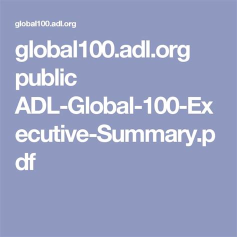 ADL Global 100 Executive Summary