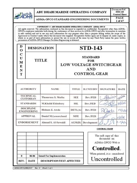 ADMA Standard STD 143