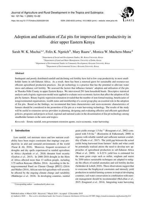 Adoption and utilisation of Zai pits for improved farm ... - JARTS - raincitystudios.com