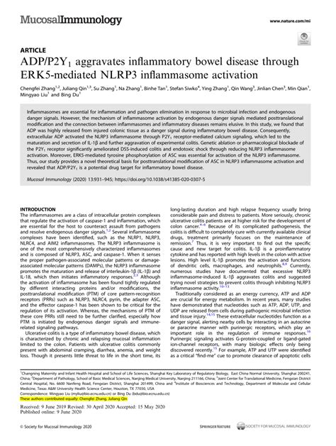 ADP/P2Y1 aggravates inflammatory bowel disease through ERK5 …