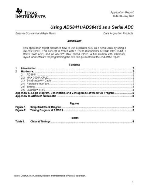 ADS8412 as a Serial ADC ALTERA pdf