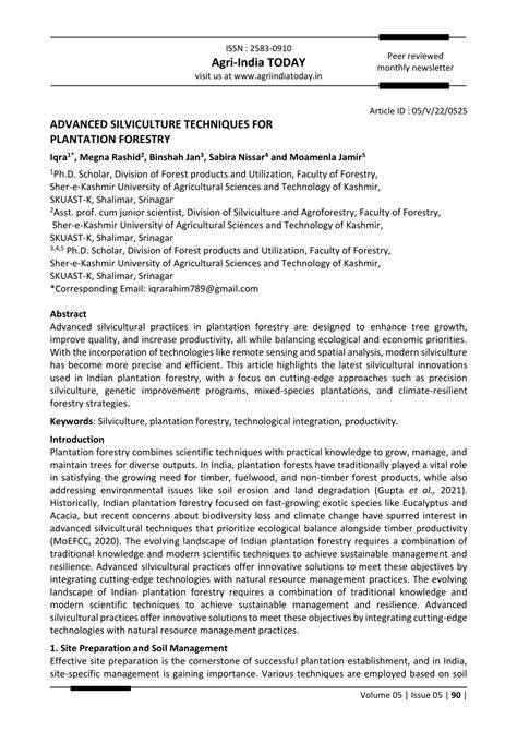ADVANCED SILVICULTURE TECHNIQUES FOR PLANTATION … - raincitystudios.com