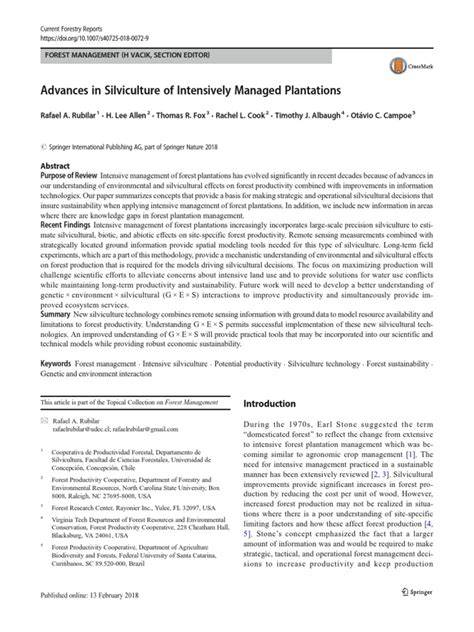 Advances in Intensive Silviculture Techniques - raincitystudios.com