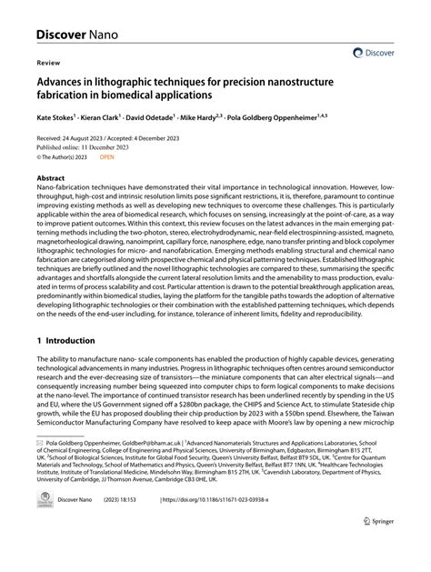 Advances in lithographic techniques for precision nanostructure ... - wintechmobiles.com