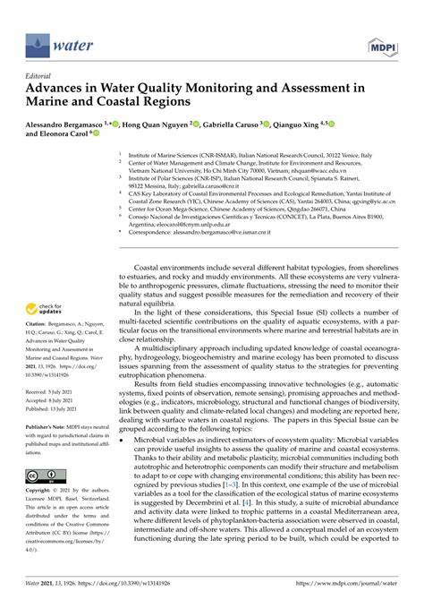 Advances in Water Quality Monitoring and Assessment in Marine and ... - raincitystudios.com