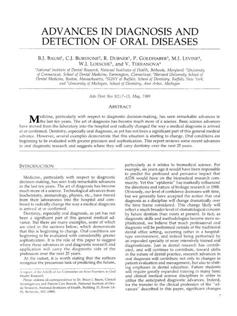 ADVANCES in DIAGNOSIS and Detection of Oral Diseases