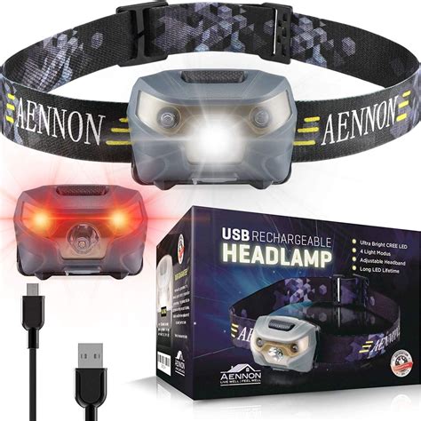 AENNON 1-Pack USB Rechargeable LED Head Torch