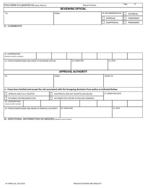 AF Form 116 Request For Deviation From Security Criteria