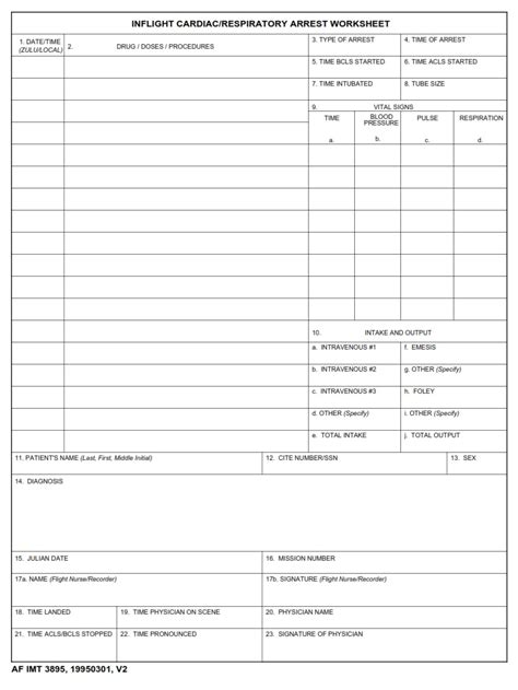 AF Form 3895 Inflight Cardiac/Respiratory Arrest Worksheet AF Forms