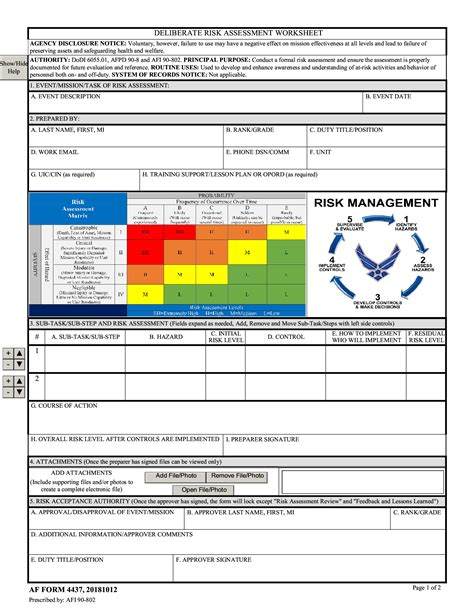 AF Form 4437. Deliberate Risk Assessment Worksheet Forms Docs 2023