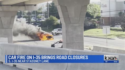 AFD: 'Fully involved' car fire on I-35 frontage road causes closures