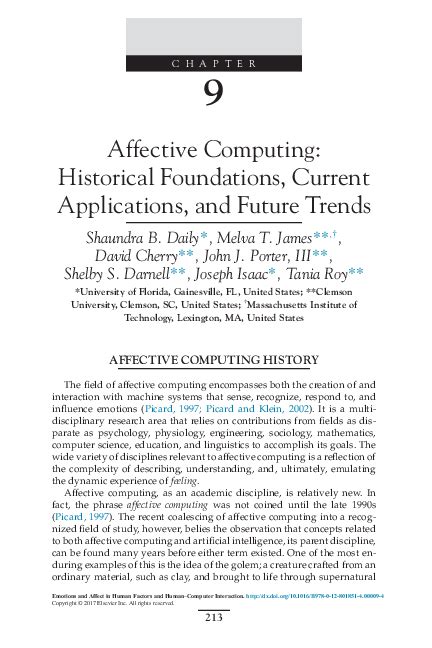 Affective Computing: Historical Foundations, Current Applications, and ... - coolestguyplanet.net