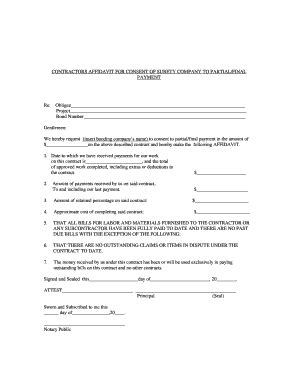 AFFIDAVIT FOR SURETY COMP