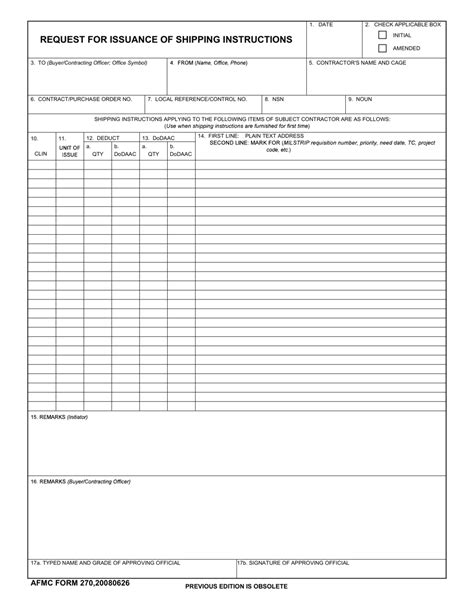 AFMC Form 270 Download Fillable PDF or Fill Online Request for Issuance