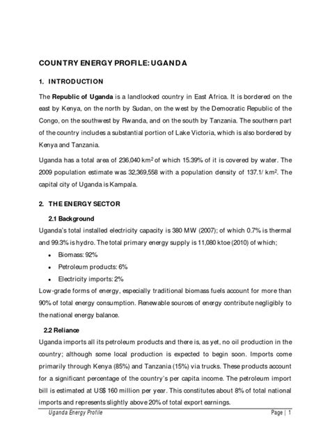 AFREPEN 2010 Uganda Energy Profile