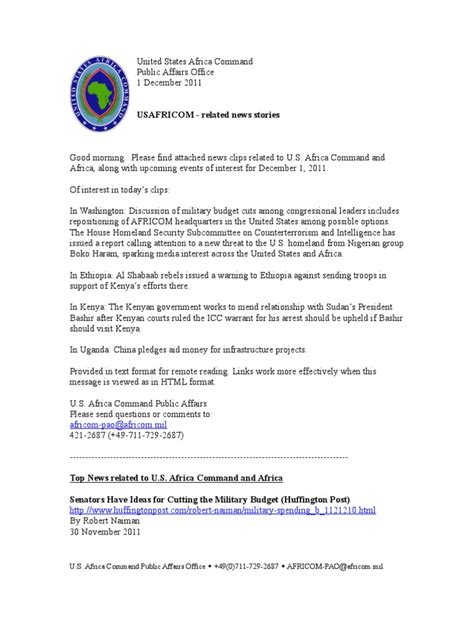 AFRICOM Related News Clips 11 May 2011