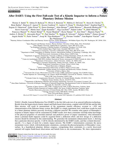 After DART: Using the first full-scale test of a kinetic impactor to ... - wintechmobiles.com
