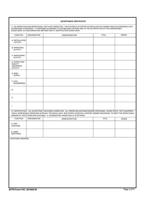 AFTO Form 747 Fill Out, Sign Online and Download Fillable PDF