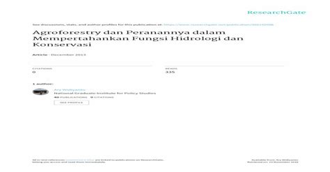 AGROFORESTRY DAN PERANANNYA DALAM MEMPERTAHANKAN …