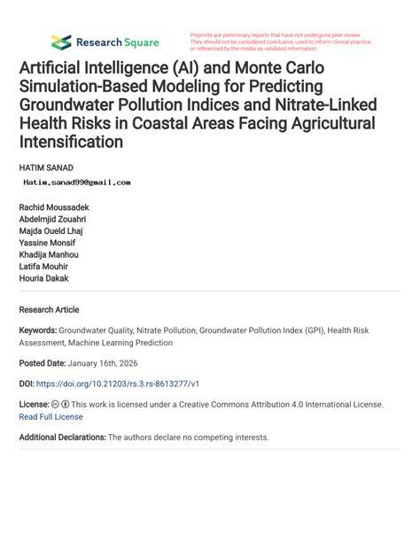 AI Model: Predicting Nitrate Levels for Better Water Management (2026)