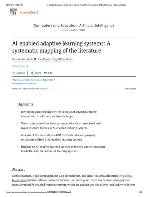 AI-enabled adaptive learning systems: A systematic mapping of the ... - coolestguyplanet.net
