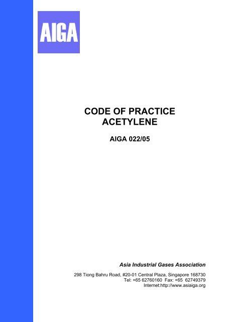 AIGA 022 05 Code of Practice for Acetylene