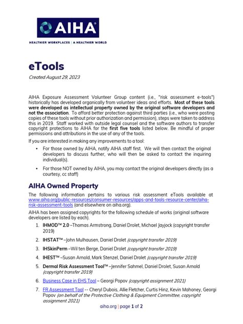 AIHA Risk Assessment Tools - wintechmobiles.com