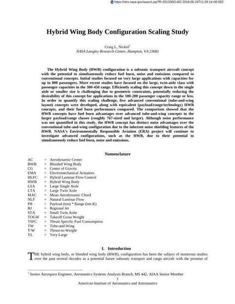 AIREX: Hybrid Wing Body Configuration Scaling Study