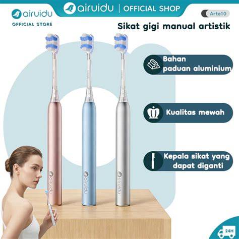 Airuidu Sikat Gigi Manual Dewasa Arte10 Gagang Logam Mewah Kepala Sikat ... - raincitystudios.com