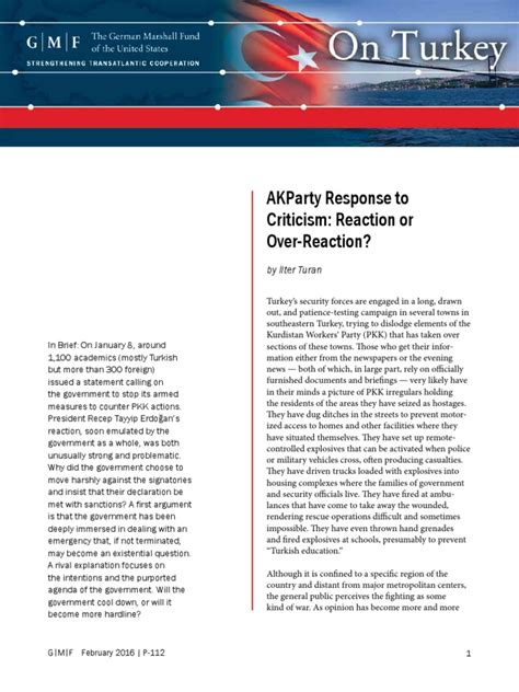 AKParty Response to Criticism Reaction or Over Reaction