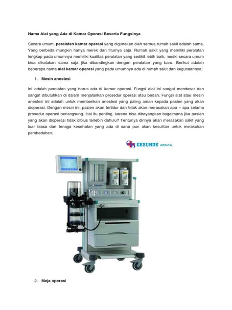 Alat Kamar Operasi dan Fungsinya - wintechmobiles.com