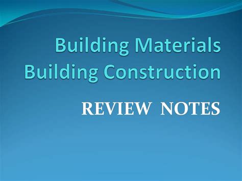 ALE Review Notes Architectural Building Materials docx