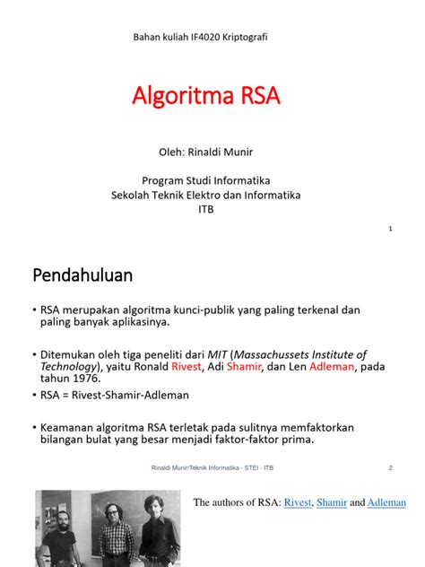 Algoritma RSA - Institut Teknologi Bandung - wintechmobiles.com