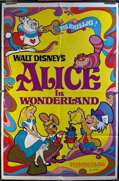 ALICE IN WONDERLAND, Original Vintage Disney Movie Poster Original