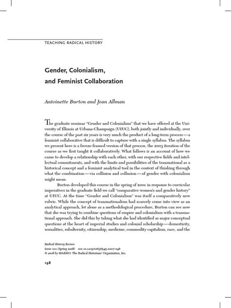 ALLMAN and BURTON Gender Colonialism and Feminist collaboration Syllabus pdf