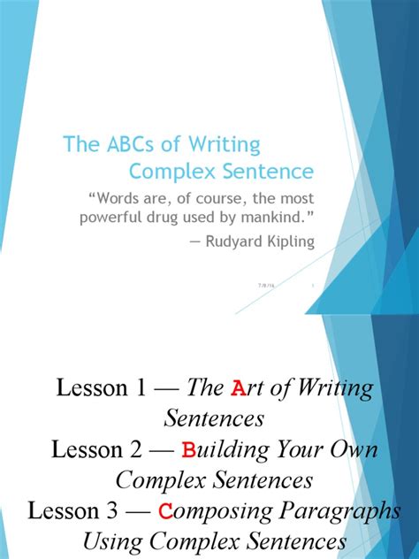 ALS 5 the Abcs of Writing Complex Sentences Word