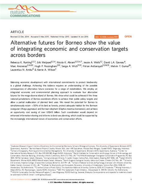 Alternative futures for Borneo show the value of integrating economic ... - raincitystudios.com
