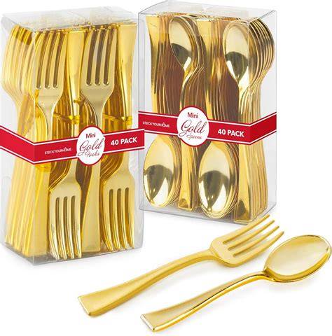 Amazon.com: Gold Plastic Mini Spoons Disposable, 4 inch (80 Pack ... - raincitystudios.com