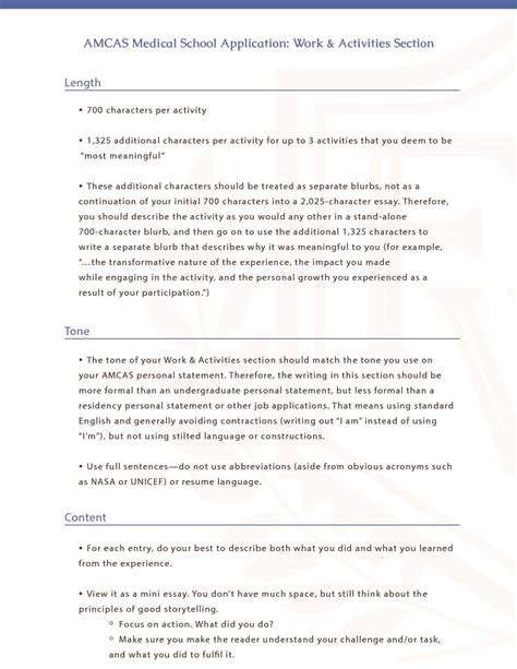 AMCAS Work and Activities Examples How to Stand Out School