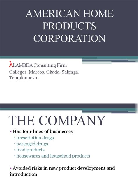 AMERICAN HOME PRODUCTS CORPORATION Group1 4