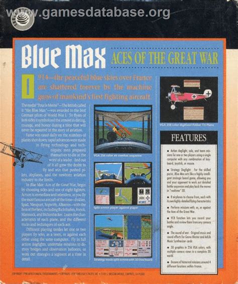AMIGA Blue Max Aces of the Great War Manual