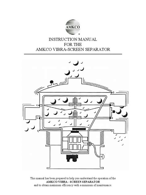 AMKCO Vibra Screen Separator IOM Manual Model 18 to 72