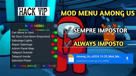 AMONG US MOD MENU APK 2020 10 9 ALWAYS IMPOSTOR/UNLOCK ALL/SPEED